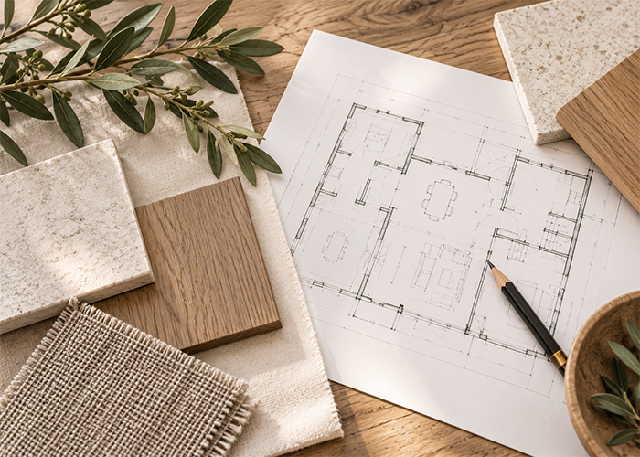 Plans and material selections representing the reimagine phase